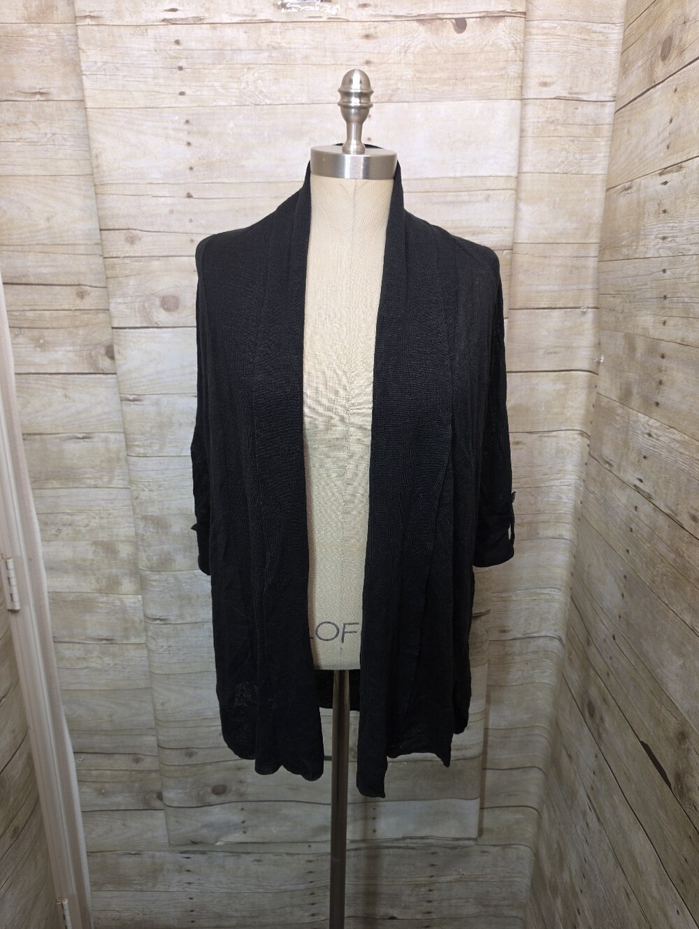 Chico's Black Knit Open Cardigan